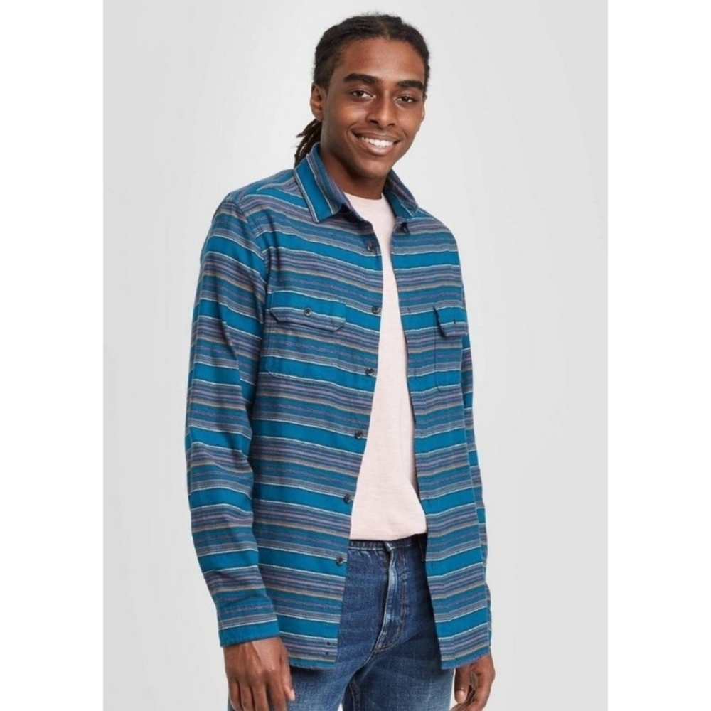 Goodfellow & Co Standard fit Flannel casual button down Blue Size S